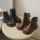 Boys and Girls 2024 Autumn New Children's Short Boots Korean Style Fashion Simple All-match Girls' Leather Boots Round Toe Single Boots