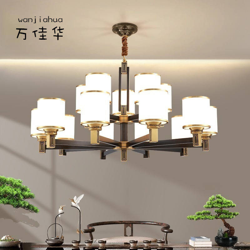 新款全铜新中式客厅吊灯具中国风复古书房卧室灯现代简约餐厅灯具