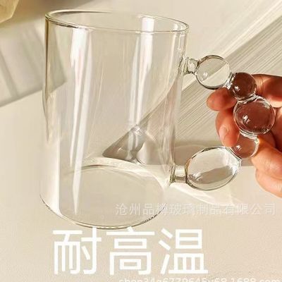 Simplicity A small minority glass Candied fruit Handle Mug Pearl fairy Bubble glass Heat Mug ins