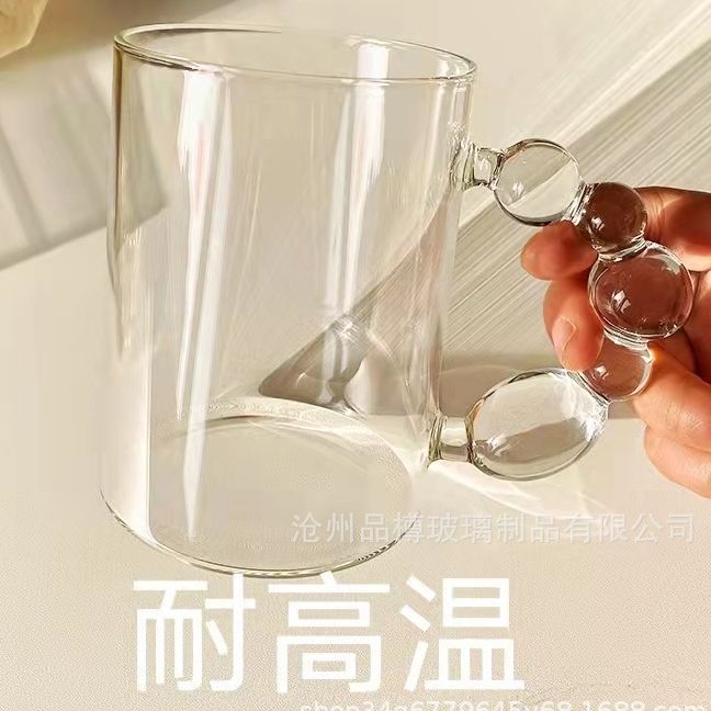 Simplicity A small minority glass Candied fruit Handle Mug Pearl fairy Bubble glass Heat Mug ins