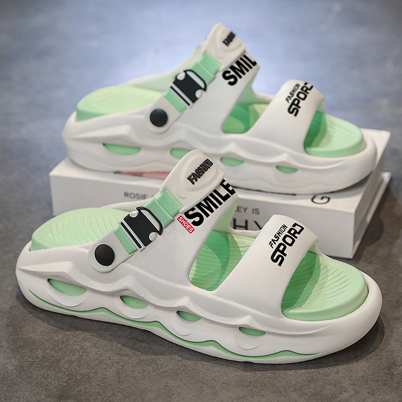 Sandalias transfronterizas 2025 verano nuevo estilo EVA sandalias de hombre de suela gruesa deportes al aire libre sandalias de un solo color de dos colores