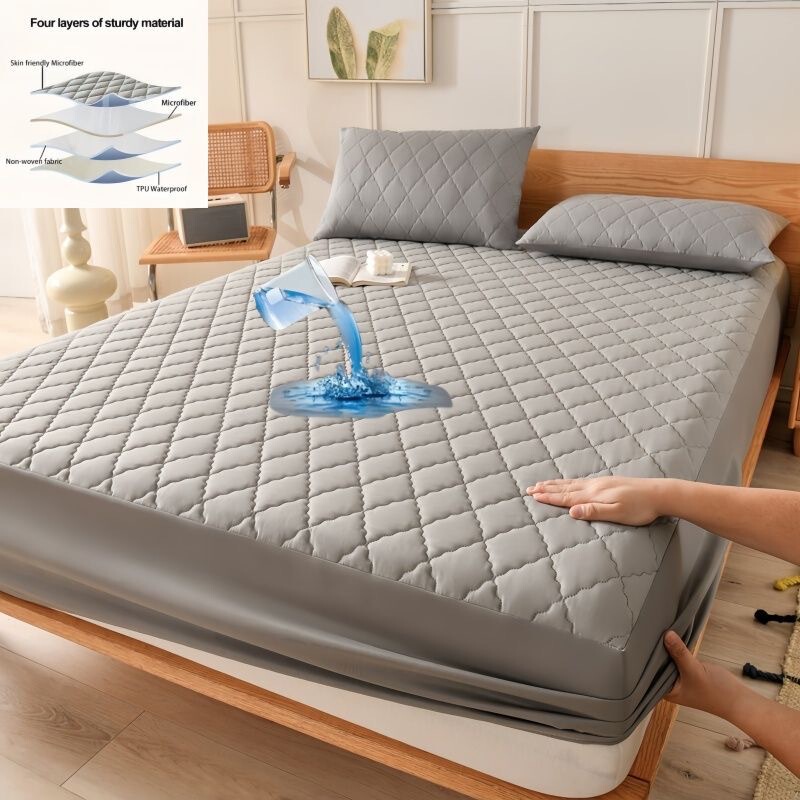 Cross-Border Amazon Quilted Waterproof Mattress Cover Single Piece Simmons Mattress Protector Urine Barrier Bed Cover Full Wrap Dust Cover Cross-Border Amazon Quilted Waterproof Mattress Cover Single Piece Simmons Mattress Protector Urine Barrier Bed Cover Full Wrap Dust Cover