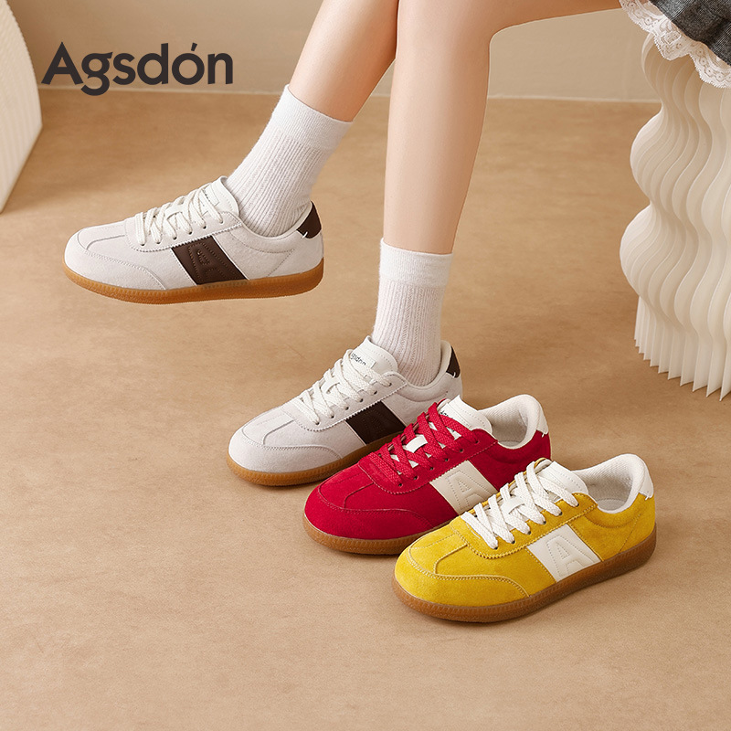 Augustion Red Alemania Training Shoes Mujer 2025 Nuevo verano Esfera gruesa Suela plana Forrest Zapatos de mujer Zapatillas deportivas retro