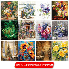 外国貿易の十字の刺繍の精密なプリントのアマゾンの越境する風景の花卉の十字の刺繍は専らメーカーの商品の供給源の卸売りに供します。