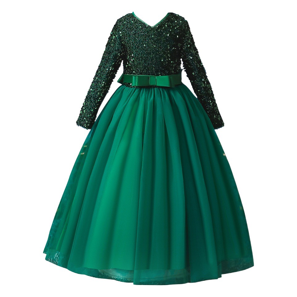 Niñas otoño nuevo comercio exterior de los niños vestido de princesa vestido pequeño anfitrión vestido de lentejuelas malla vestido de novia pettiskirt