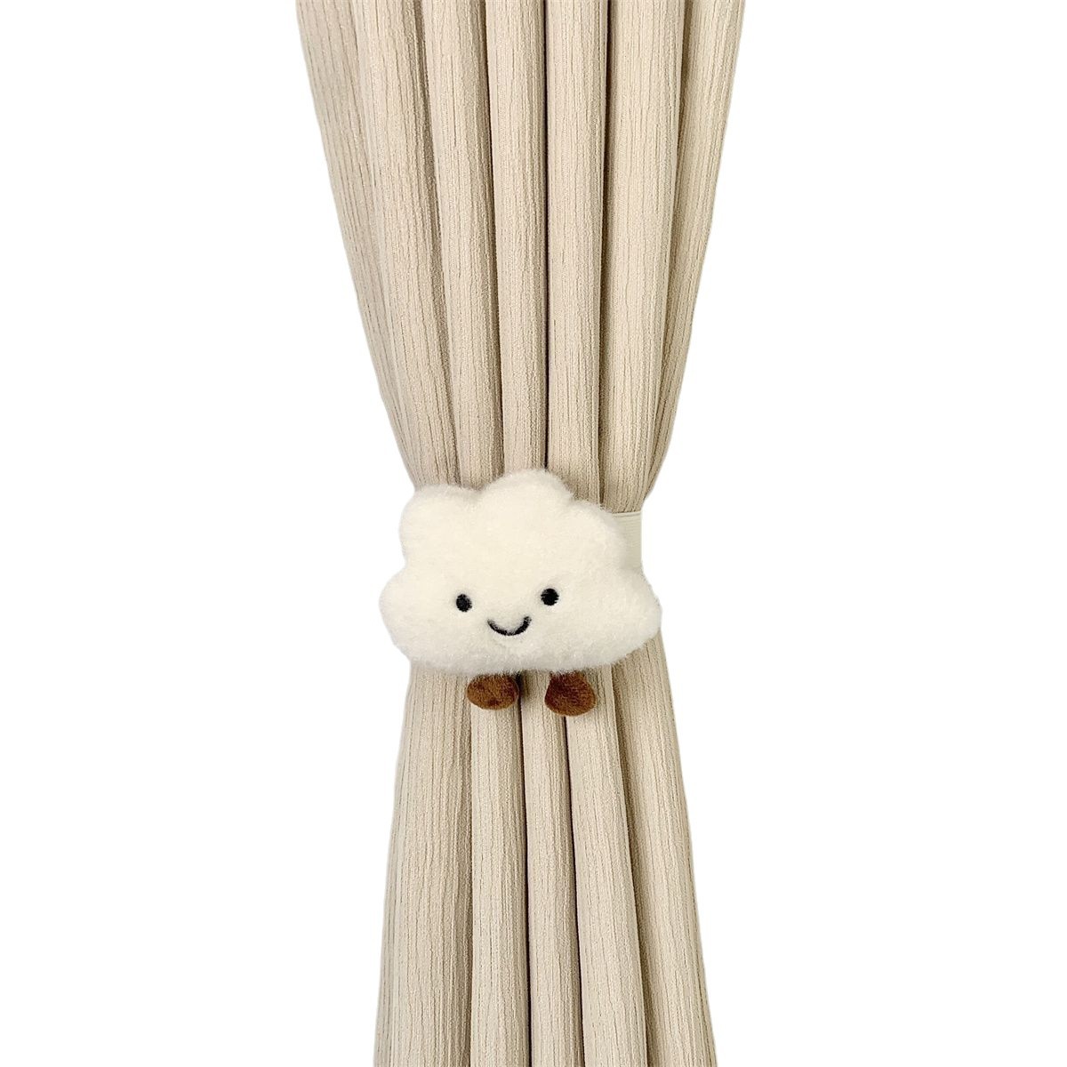 Nueva caricatura encantadora decoración del hogar sin ataduras, ataduras de cortinas, anillos de retención, cortinas de gasa blanca atadas en un par de instalaciones