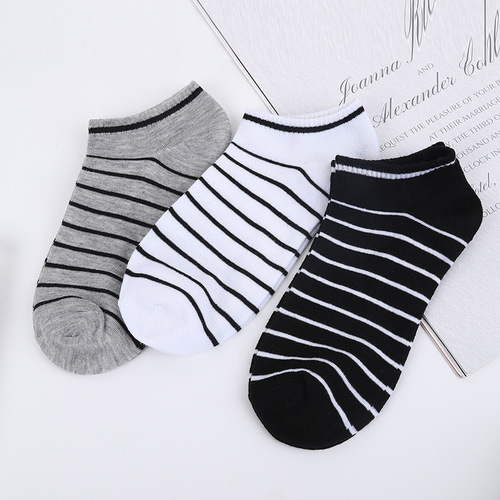 New summer men's boat striped socks, low cut short sports socks, fashionable striped invisible shallow socks