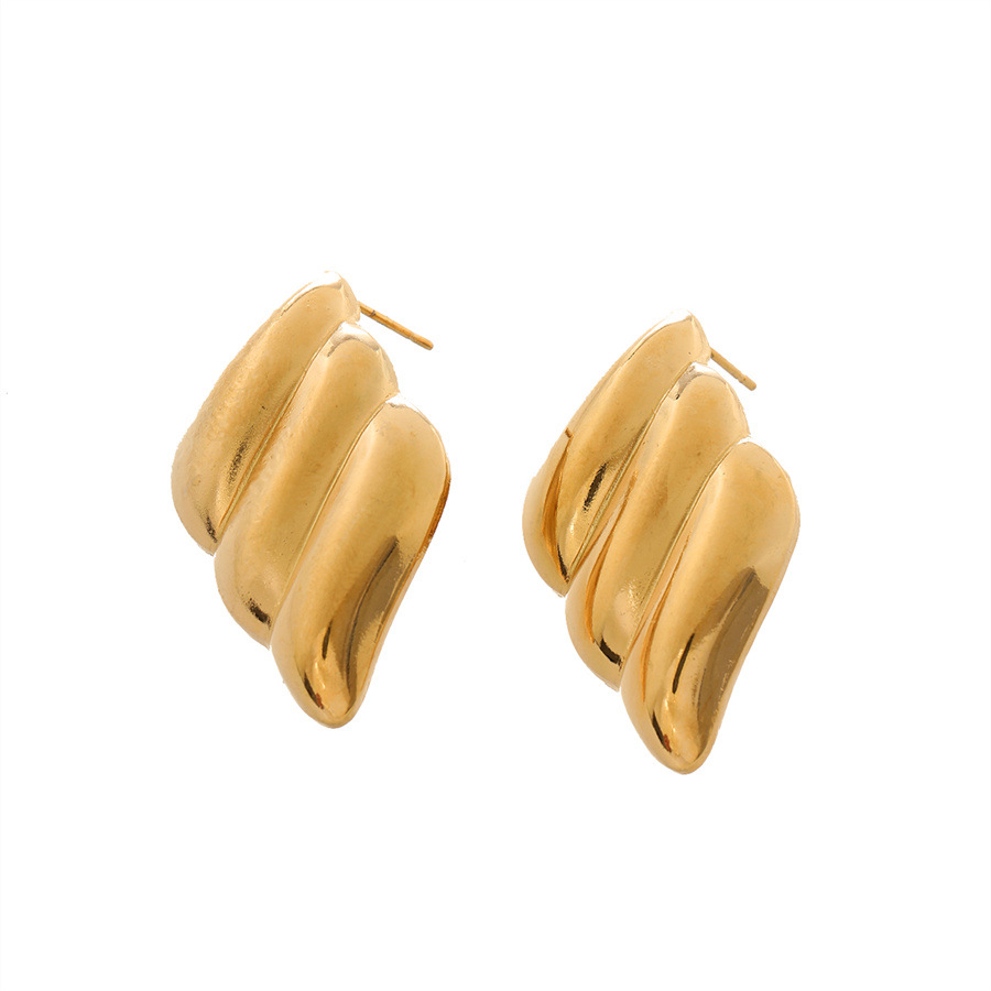 Wings, Spiral, Shell Pattern 1 Pair Casual Simple Style Wings Spiral Shell Titanium Steel 18K Gold Plated Ear Studs