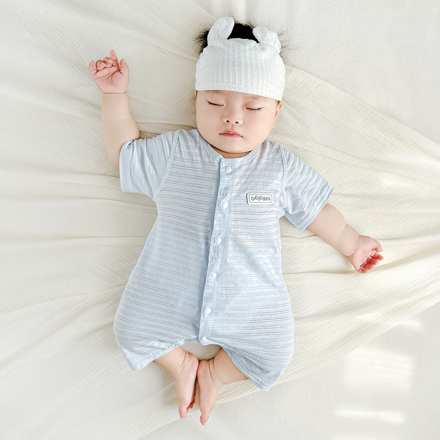 Bebé de una pieza de verano para hombres y mujeres de manga corta mampara delgada pijamas de algodón para niños pequeños ropa para recién nacidos ropa de verano para bebés image 10