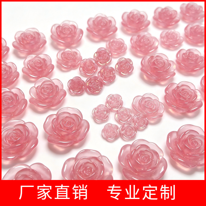 Resin Two-Color Gradient Gold Rose Flower Beads Handmade DIY Bracelet Necklace Pendant Materials Accessories Wholesale Resin Two-Color Gradient Gold Rose Flower Beads Handmade DIY Bracelet Necklace Pendant Materials Accessories Wholesale