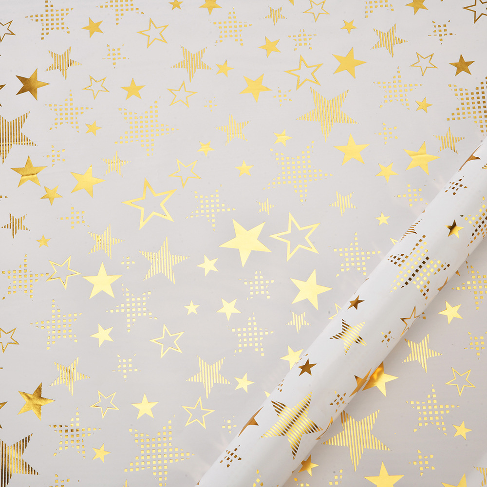 Directo de fábrica nuevo papel de embalaje dorado creativo estrella raya del punto papel de regalo de vacaciones