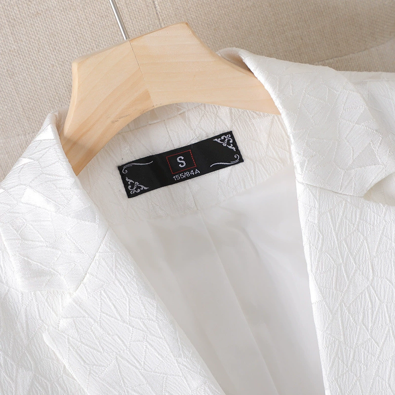 Белый демисезонный модный короткий классический пиджак костюма, slim fit, городской стиль