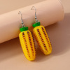 Jewelry, fruit earrings, realistic food play, resin, European style, new collection, corn kernels