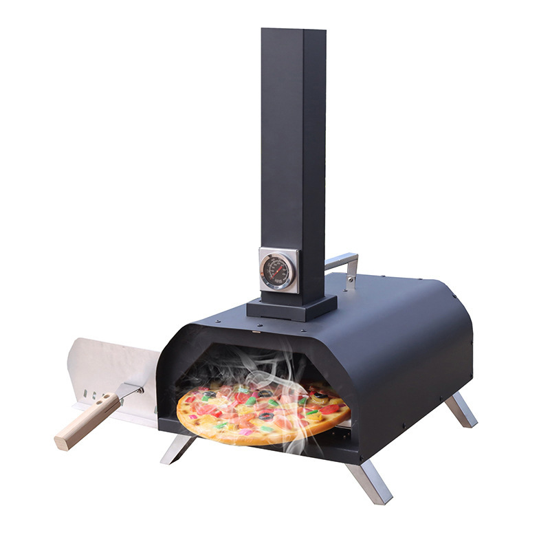 Horno de pizza de pellets de madera de Amazon transfronterizo Termómetro incorporado de 11 pulgadas Horno de pizza de barbacoa al aire libre portátil