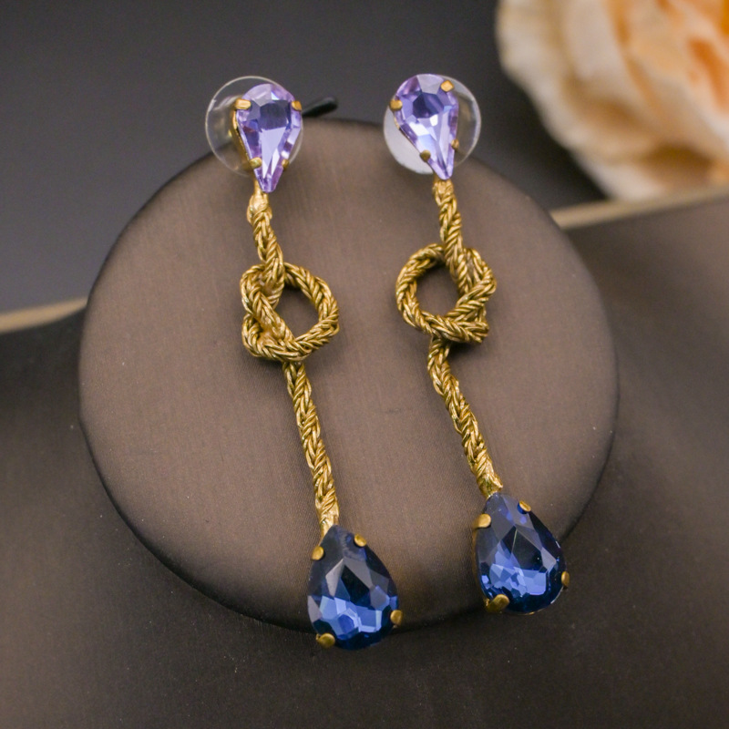Vintage Saphir Ohrclips Wassertropfen Design Für Damen_voghion.com