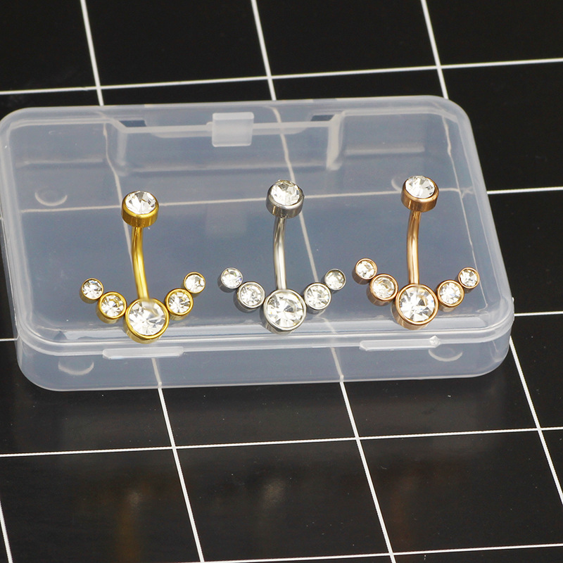 Stainless Steel Diamond Navel Ring Inner Teeth 5 Drill Navel Nails Rewind Navel Buckle Body Piercing Jewelry detail image 9