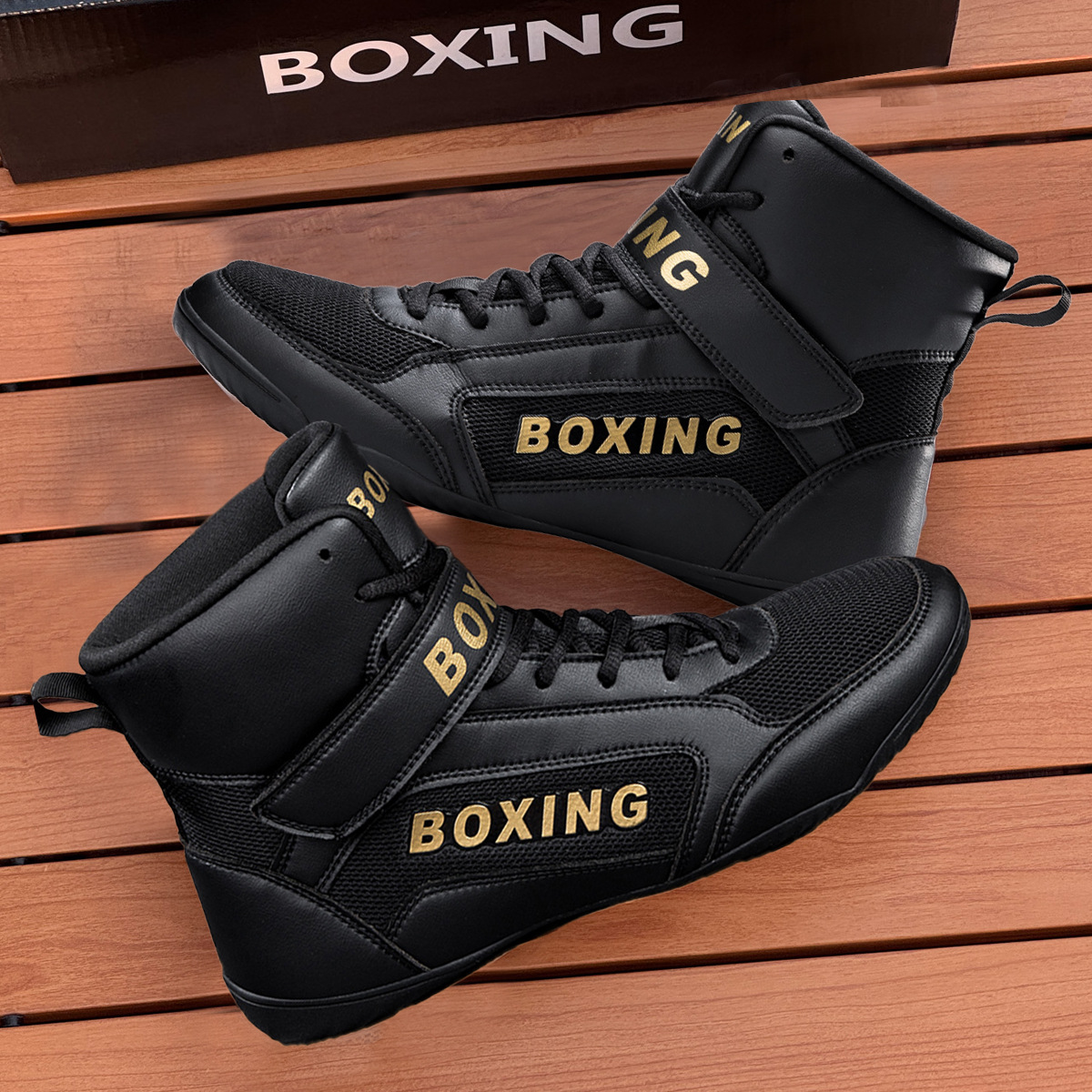 Professional Boxing Shoes, Men's Wrestling Shoes, High-Top Martial Arts Competition Fighting Training Shoes, Fitness Sanda Shoes, Muay Thai Fighting Shoes
