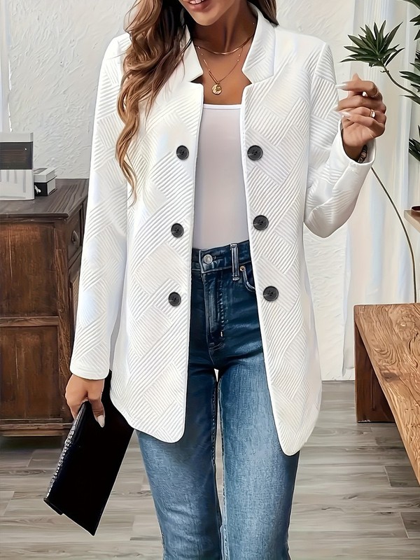 2025秋冬ヨーロッパとアメリカの婦人服クロスボーダー新ファッションブレストスタンドカラーカーディガンコート|undefined