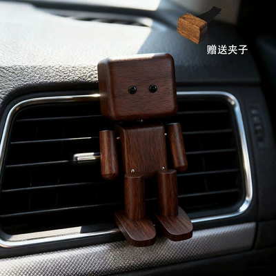Shaking Leg Wooden Man Car Car ornaments - black-walnut-car-robot-no-aromatherapy-model
