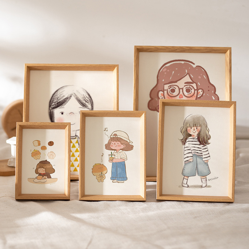 Wooden 6-inch photo frame table wholesale 7810-inch A4 paper frame sketch oil painting frame simple stick figure mounted