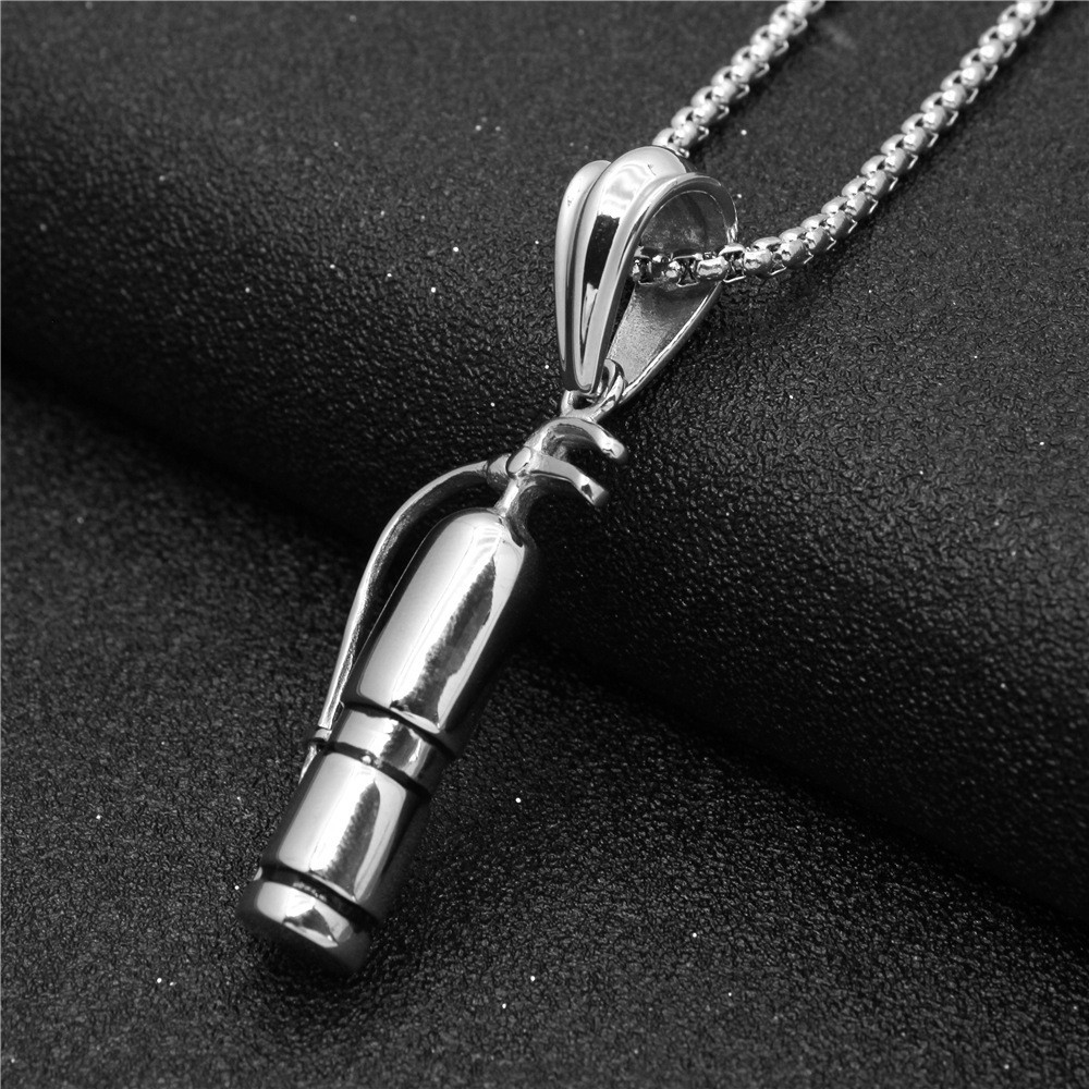Nouveau minimaliste titane acier pendentif extincteur collier créatif clavicule cou chaîne cadeau droit_voghion.com