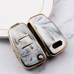 國潮新款奧迪汽車鑰匙包適用q3Q2Q7扣TTa1A6L老款摺疊全包保護套