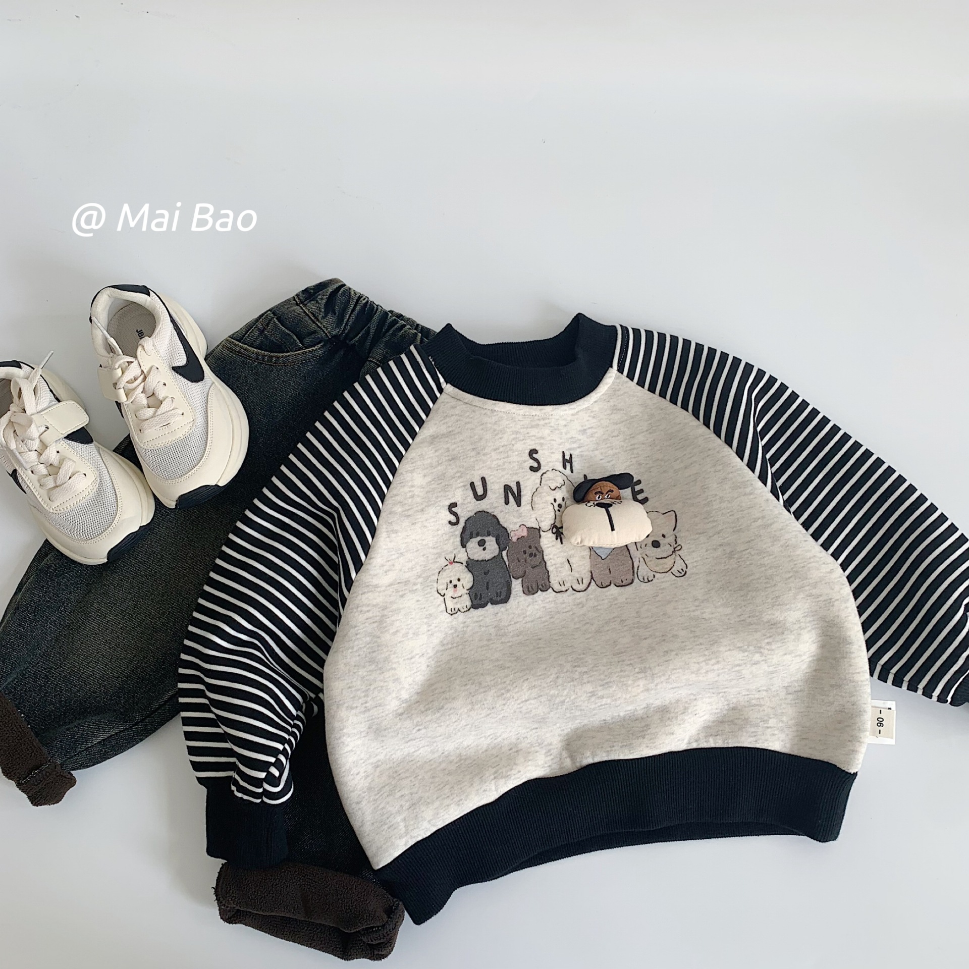 麦宝加绒卫衣2025冬季新款韩版男童卡通加厚打底衫宝宝冬装上衣潮