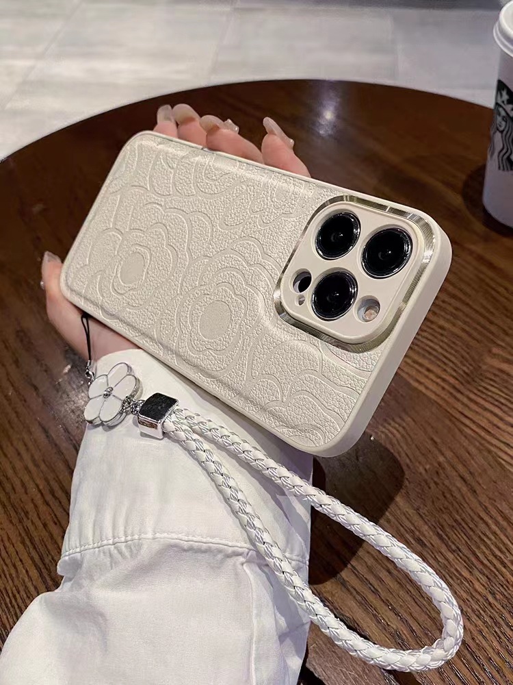 Estilo Chanel Camellia parche para Apple 15/13 caja del teléfono Huawei mate40pro mate50 femenino Nuevo