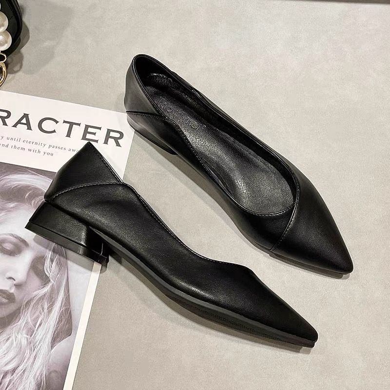 Black career interview tooling stewardess thick heel low heel high heels work long standing not tired work shoes 2024 new