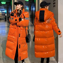 免洗亮面羽绒棉服女2025年新款冬季过膝长款棉衣加厚户外组体服