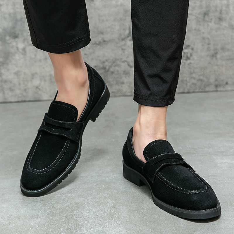 2024 zapatos de cuero casuales de negocios de moda de otoño, zapatos Lefu esmerilados de terciopelo para hombres, zapatos de cuero Doudou de una sola pierna para jóvenes image 3