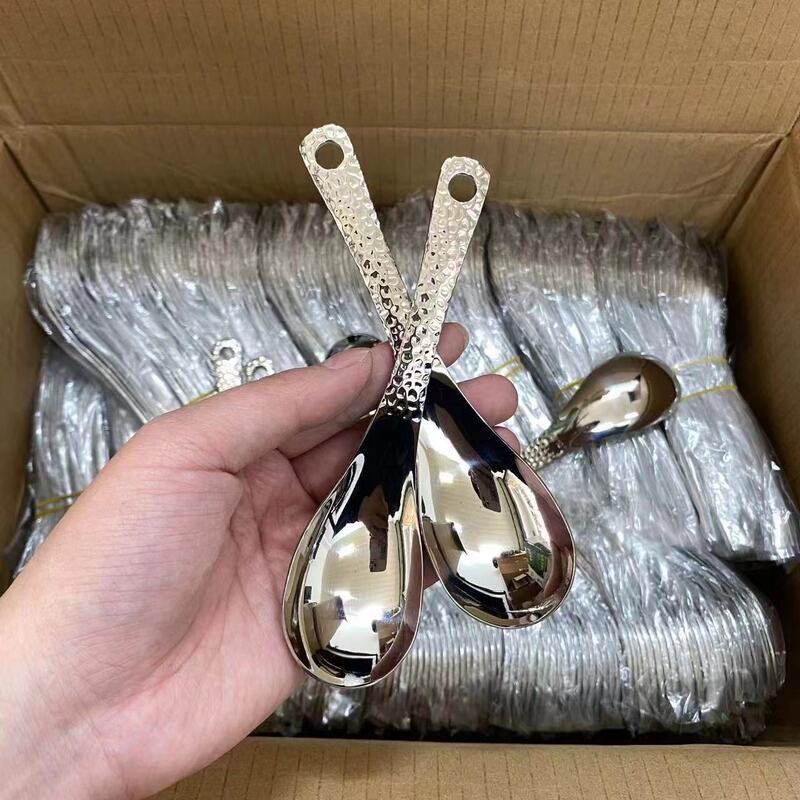 Retro Hammered Spoon, Stainless Steel Hammered Spoon, Household Thickeneded Table Spoon, Kidsren's Eating Spoon, High-Looking Dessert Spoon