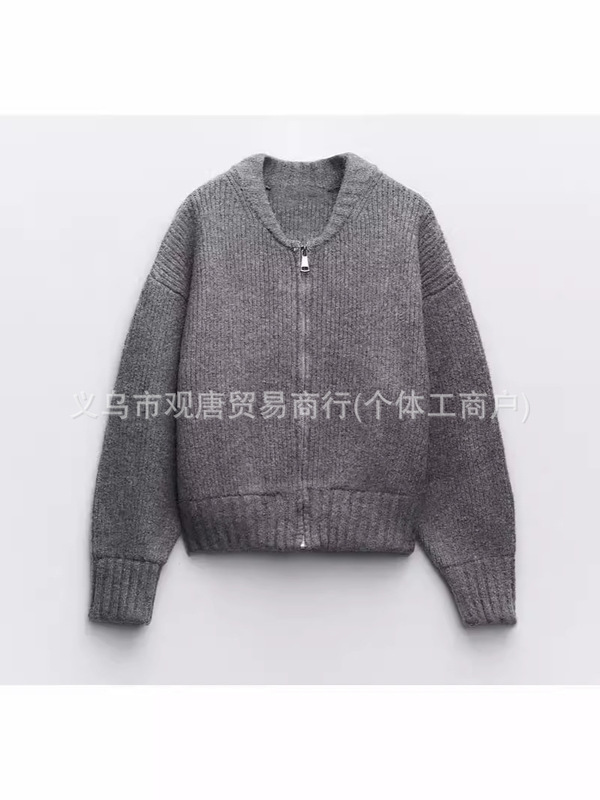 欧美跨境速卖通热销拉链开衫毛衣女秋冬休闲气质通勤百搭外套|undefined