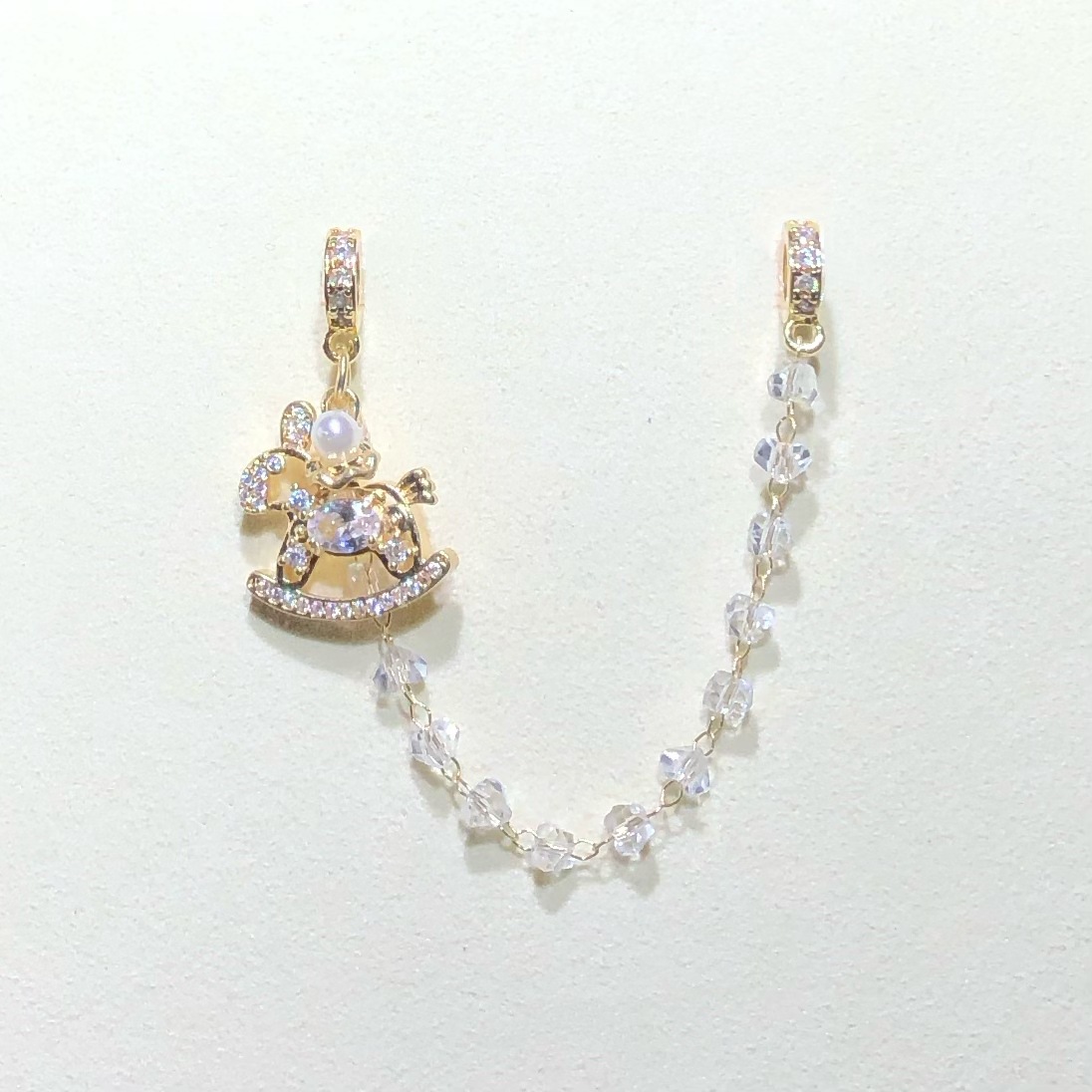 14K Gold-Plated Color-Preserving Crystal DIY Accessories Year of the Horse Zodiac Horse Pendant Chain Spacer Beads Bracelet Necklace Beaded Accessories