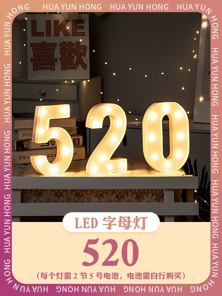 [。。室内字母数字灯led惊喜宝宝周岁生日快乐创意场景道具装饰布]