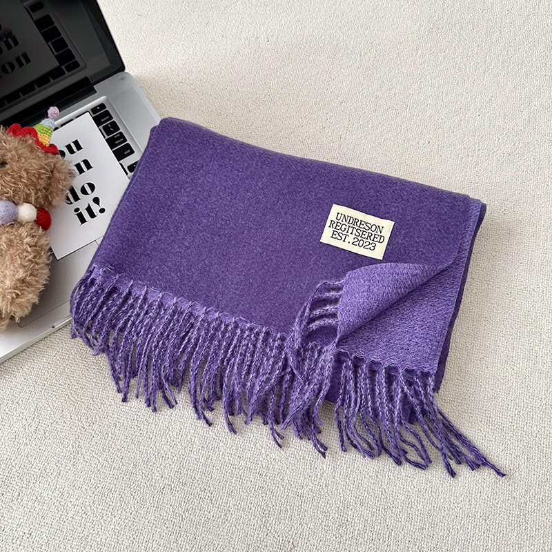 Otoño y invierno bufandas mujeres de imitación de cashmere de color sólido de alto nivel de sensación multifuncional engrosado alargado calentamiento bordas buñuelo al por mayor