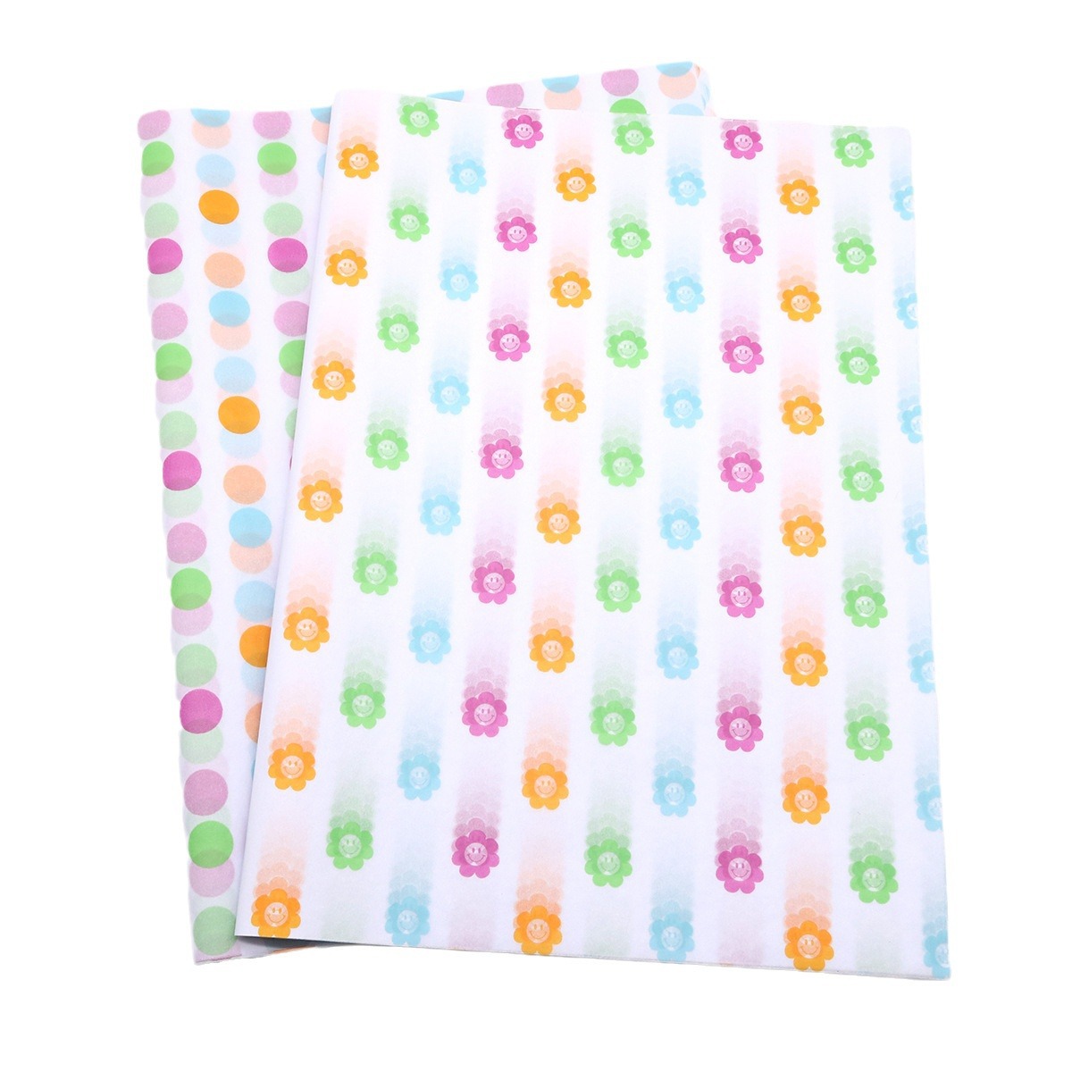 Puntos de color de cuatro colores y cara sonriente papel de pera papel de regalo de flores 20 piezas papel de copia floral