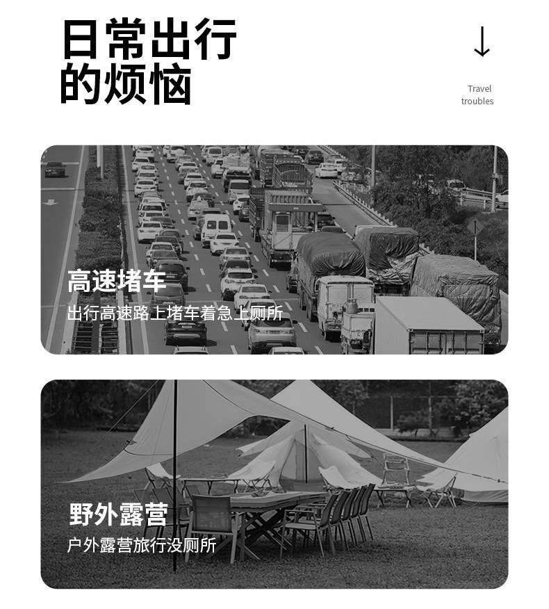 Outdoor Vehicle-Mounted Multifunctional Portable Folding Toilet, Anti-Odor Toilet Seat, Rv Camping Emergency Toilet