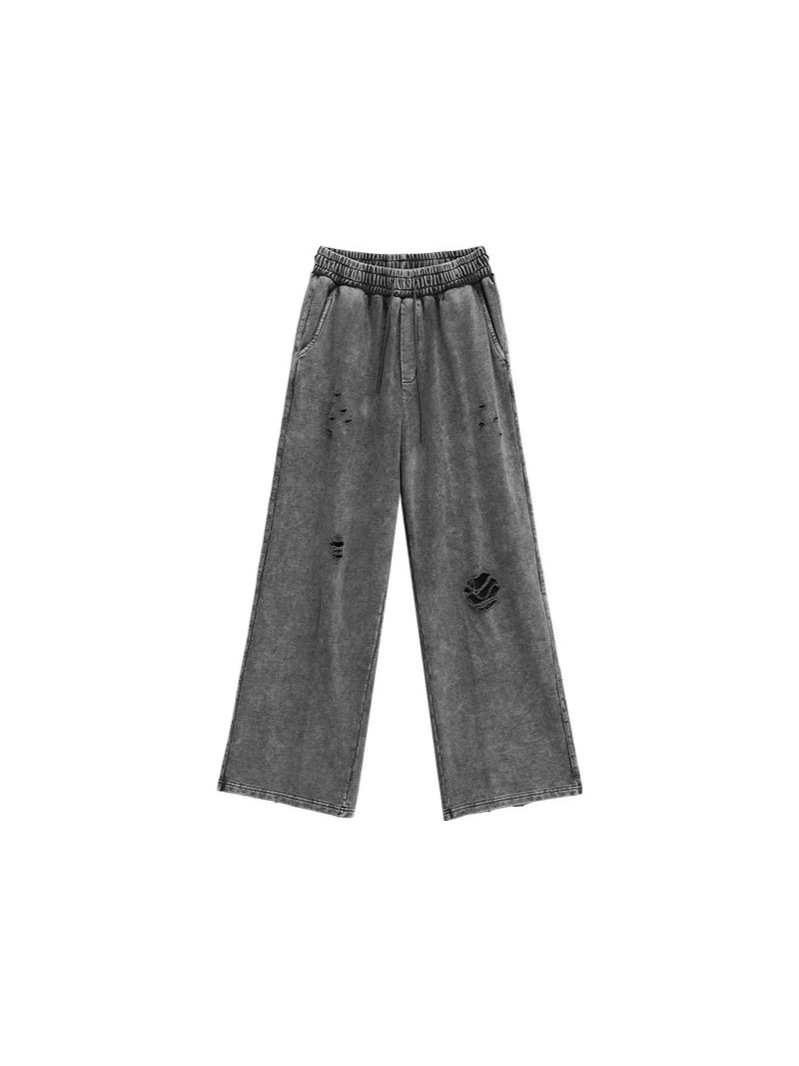 2026 nuevo agujero de algodón de terry jeans para hombre relajado recto casual pantalones deportivos de piernas largas transfronterizos moda americana