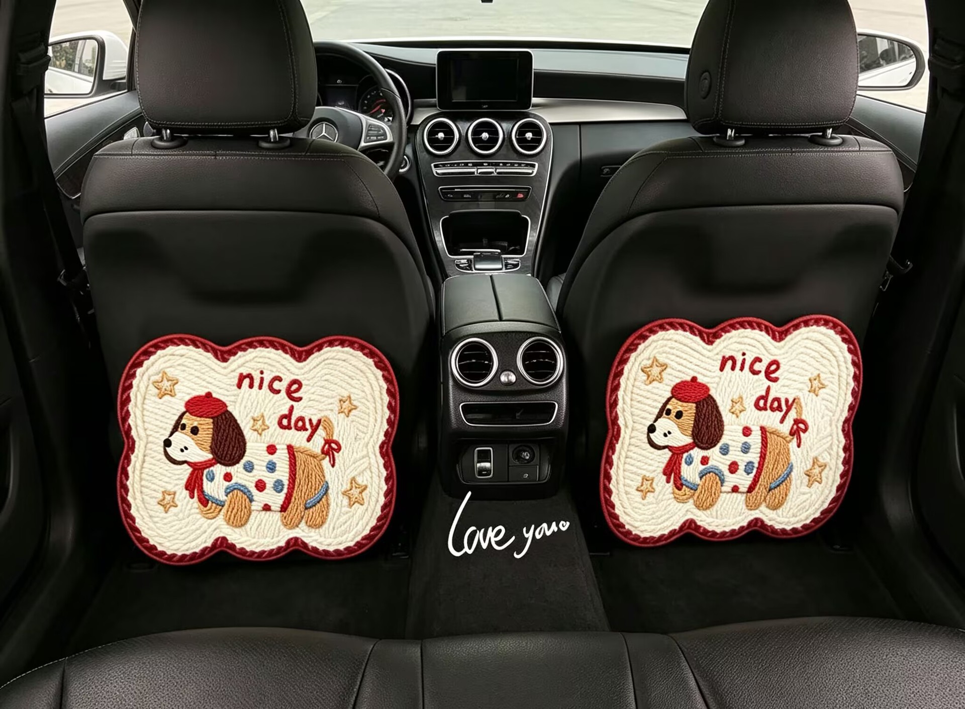 Woven Zebra Pattern Dog and Cat Cute Car Interior Children's Anti-Kick Mat Cartoon Car Seat Back Anti-Kick Mat Cartoon