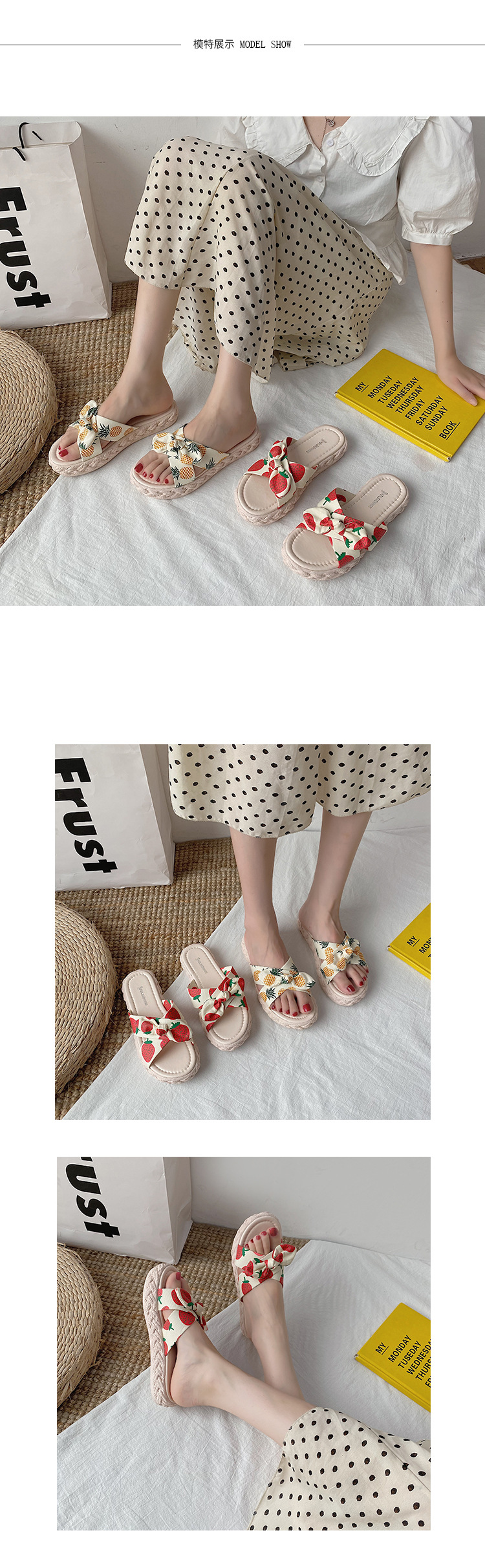 sandalias de diapositivas con correa de pajarita con estampado de moda NSZSC58686