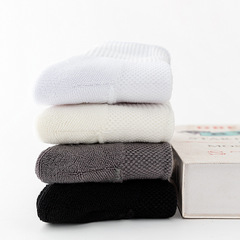 Men's pure cotton sports socks with towel bottom, mid-calf socks, new autumn and winter pure color men's socks, thick wool-added warm ribbed socks