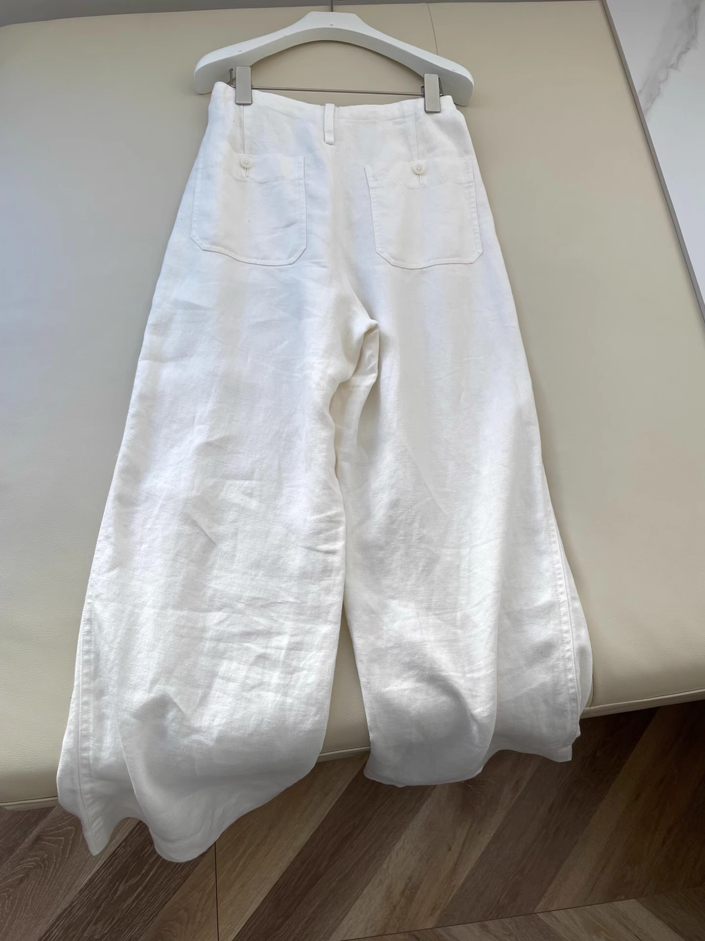 白色棉麻裤子女夏季薄款日系慵懒垂感休闲直筒拖地长裤亚麻阔腿裤详情3