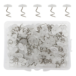 Cross-Border 100 Pieces/Box Transparent Silver Sofa Cushion Fixing Twist Nails Sheet Anti-Slip Fixing Nails Traceless Spiral Nails
