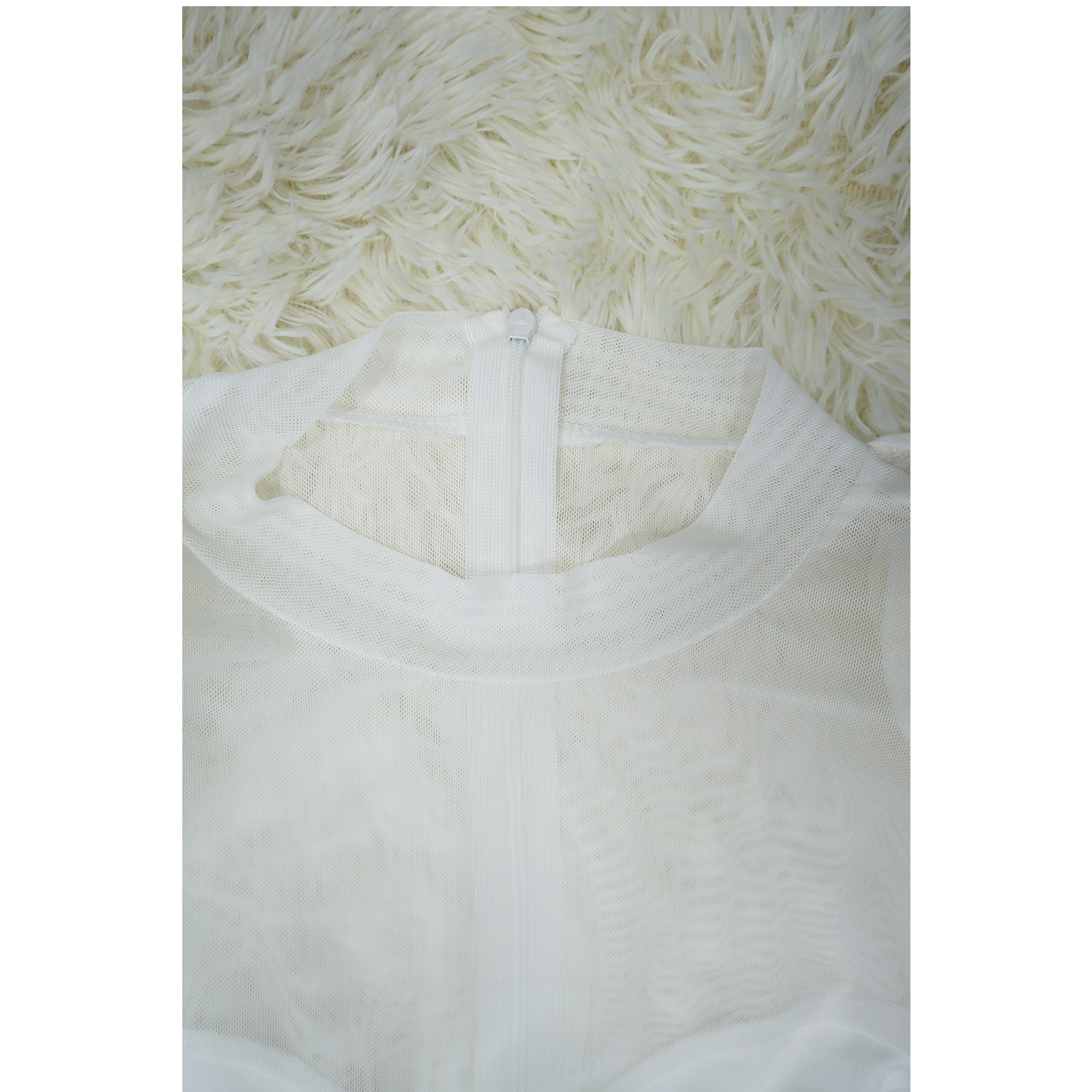 Women Mesh Stitching See-through Patch Waist Dress 9 Women Mesh Stitching See-through Patch Waist Dress