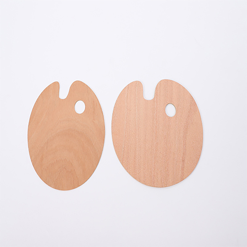 Wooden Oil Painting Palette Student Art Exam Drawing Board Oval Gouache Palette Wooden Color Palette