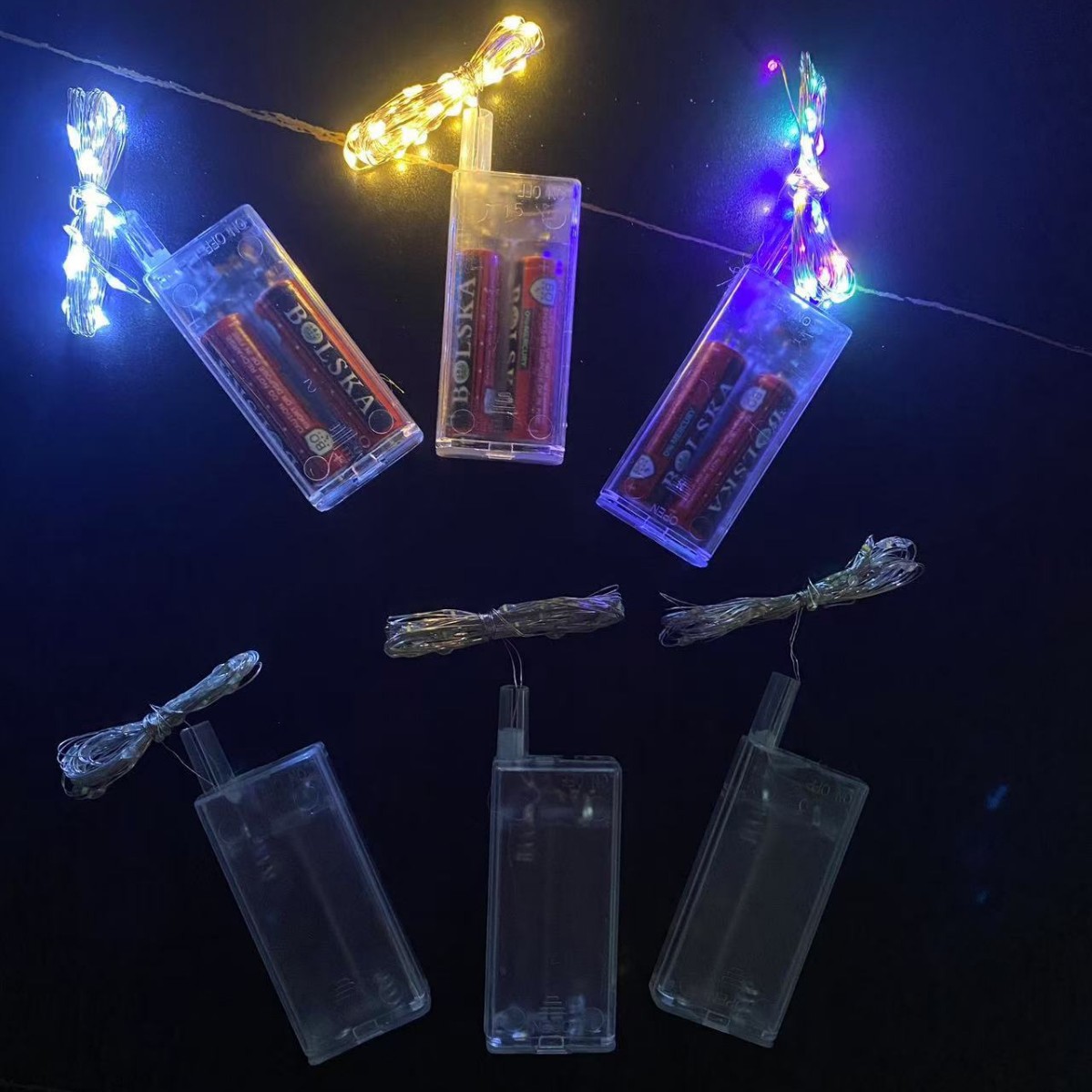 跨境热销led灯串夜光彩色氛围灯2节新款电池盒波波球专用灯线