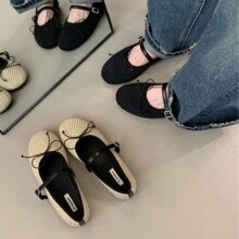 单鞋女2025春夏季新款水钻蝴蝶结百搭圆头一字扣带平底玛丽珍鞋