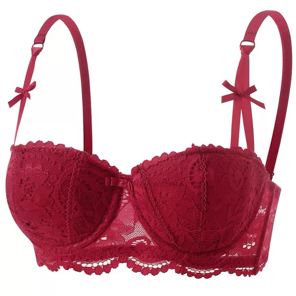 New Model S-Xxl Cross-Border Adjustable Bra with Underwire, Lace, Sexy Push-Up, Bow Straps, Adjustable Thin Straps