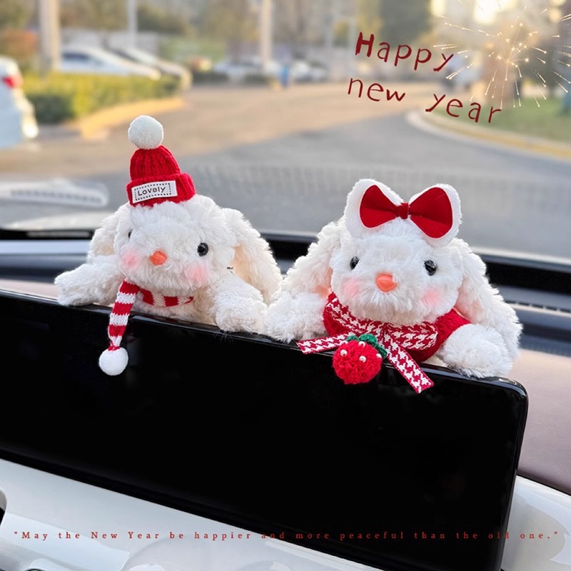 Decoración de coche de conejo Pantalla de control central de coche Muñeca de fiesta Pantalla de visualización Decoración de pantalla Accesorios de coche Muñeca linda mujer